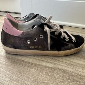 Golden Goose Black and Pink Camouflage Sneakers